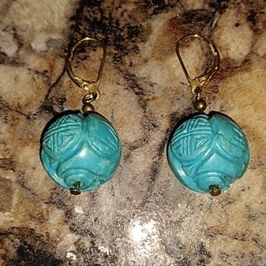 10kt clasp turquoise earrings
